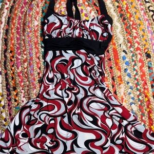 Stylish Red and Black Swirl Dress
